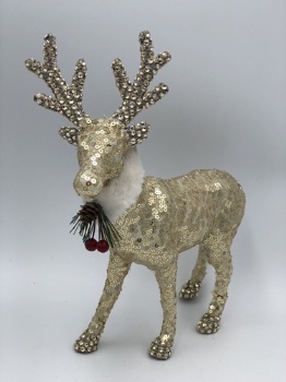 gold sequin reindeer (size: 28x7x36cm)