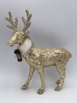 gold sequin reindeer (size: 28x7x36cm)