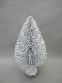 silver with snow round tree 38cm & 28cm