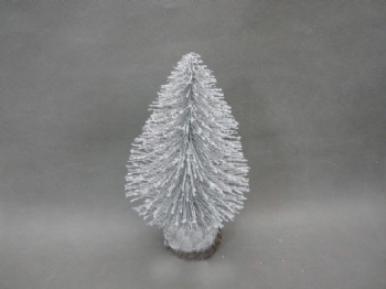 silver with snow round tree 38cm & 28cm