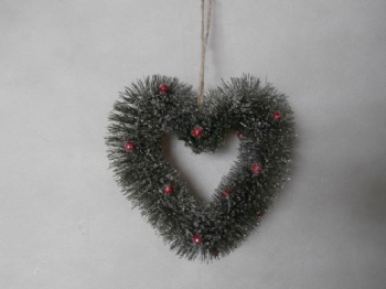 pine needle champagen glitter + snow heart wreath 25cm & 20cm & 15cm