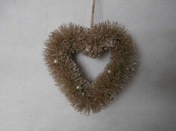 pine needle champagen glitter heart wreath 20cm & 15cm