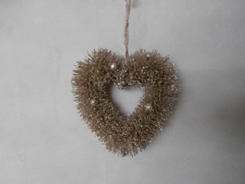 pine needle champagen glitter heart wreath 20cm & 15cm