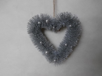 pine needle silver glitter heart wreath 25cm & 20cm & 15cm