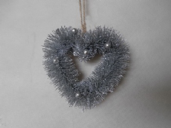 pine needle silver glitter heart wreath 25cm & 20cm & 15cm