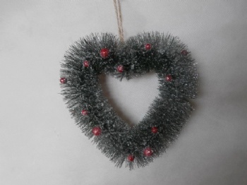 pine needle silver glitter + snow heart wreath 25cm & 20cm & 15cm