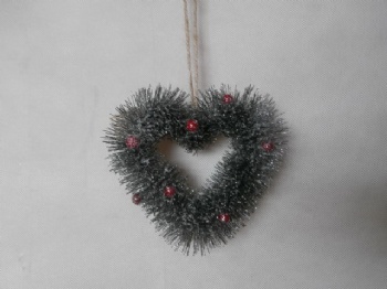 pine needle silver glitter + snow heart wreath 25cm & 20cm & 15cm