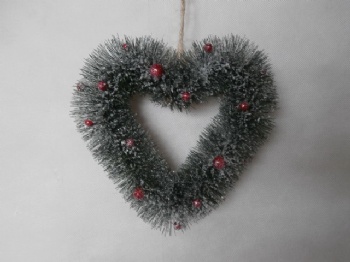 pine needle high silver glitter + snow heart wreath 25cm & 20cm & 15cm