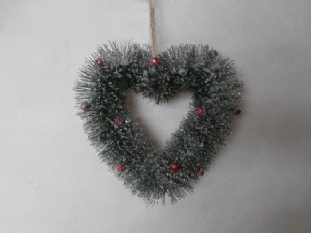 pine needle high silver glitter + snow heart wreath 25cm & 20cm & 15cm