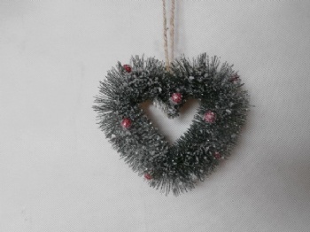 pine needle high silver glitter + snow heart wreath 25cm & 20cm & 15cm