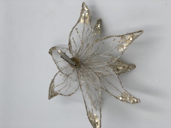 gold sequin silk flower with clip (size: 20cm)