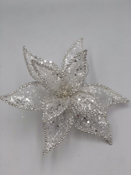 silver flower with clip (size: 20cm)