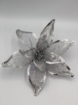 dark grey flower with clip (size: 25cm)