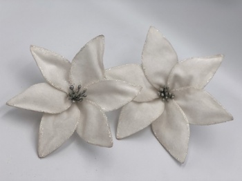 white lint flower with clip (two size)