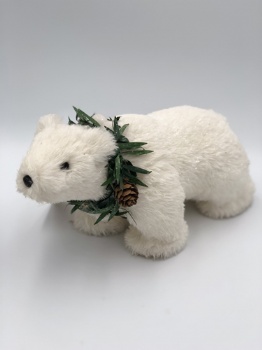 white bear with green neck ring (two size)