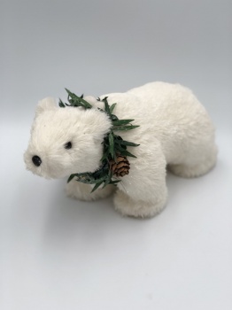 white bear with green neck ring (two size)