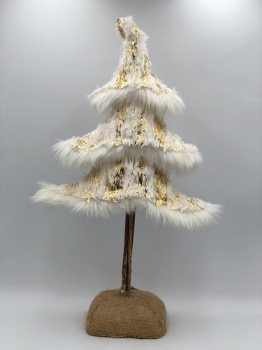 white artificial fur tree (gold vertical stripe size:h=50cm)