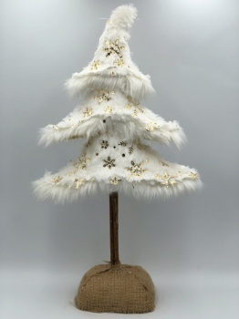 white artificial fur tree (gold star size: h=50cm)