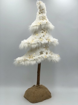 white artificial fur tree (gold star size: h=50cm)