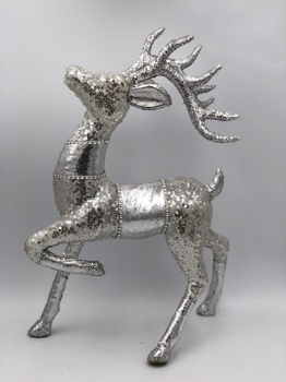 silver sequin+PU reindeer prance