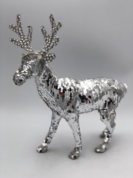 silver sequin reindeer (size:22x6x25.5cm)