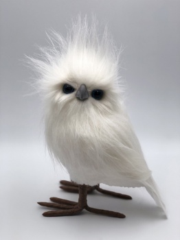 white artificial fur owl (size: h=20cm)