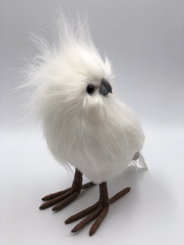 white artificial fur owl (size: h=20cm)