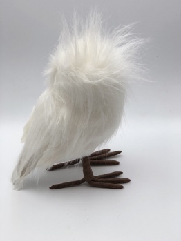 white artificial fur owl (size: h=20cm)