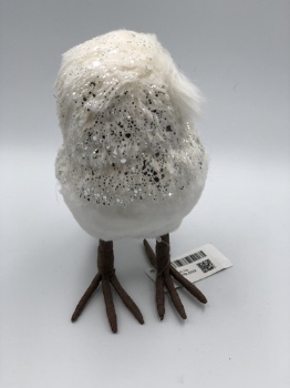 white+silver dot artificial fur owl (size: h=20cm)