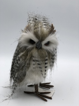 black artificial fur owl couple (h=18cm)