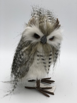 black artificial fur owl couple (h=18cm)