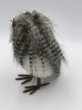 black artificial fur owl couple (h=18cm)