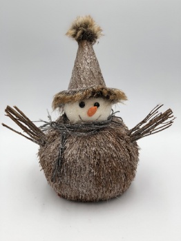 brown grass glitter snowman (h=24cm)