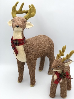 two size red grass reindeer