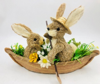 Easter Bunny sit in Boat