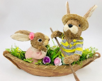 Easter Bunny sit in Boat