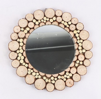 Wooden Wreath with Mirror