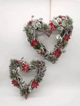 Christmas Wooden Heart, Wreath Hanger