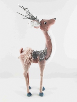 Pink Lint Standing Reindeer