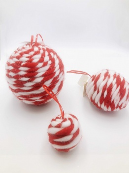 Red White Wool Ball, Cone, Wreath, Lolly, Tree