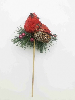 Christmas Red Bird Pick