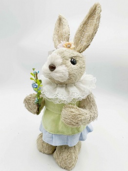 Green Rabbit With Flower