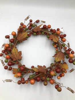 1.8cm mixed berry + leaves wreath 25x25x5cm