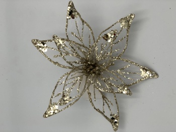 gold sequin silk flower with clip (size: 20cm)