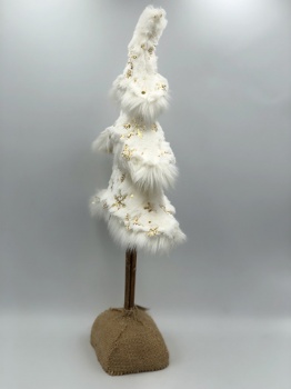 white artificial fur tree (gold star size: h=50cm)